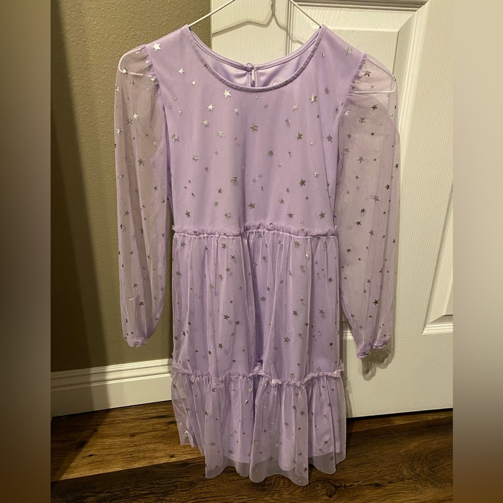 Girl’s Wonder Nation Purple and Silver Star Dress Size 10/12